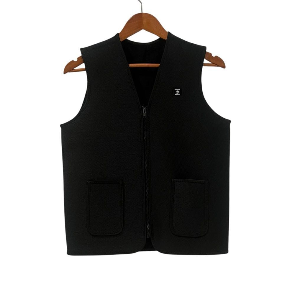 Black fleece lined‎ heated vest. Size small